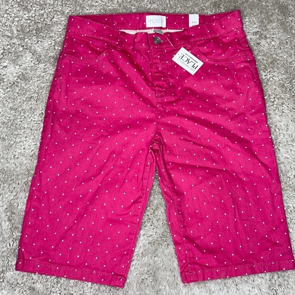 The Children's Place Girls Pink Polka Dot Skimmer Shorts - Size 14